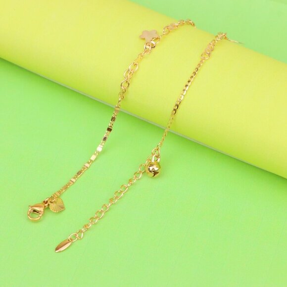 "Rose Gold Plated Anklet with Mixed Charms and Elegant Detailing, XPAL1060 - Picture 7 of 12